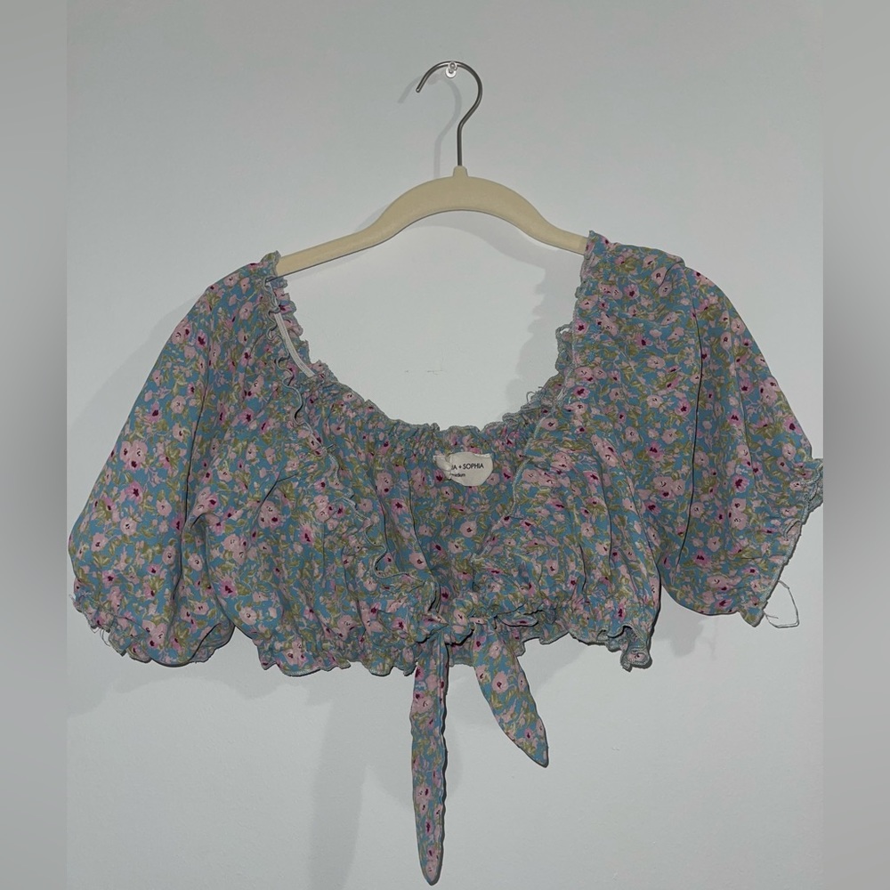 Victoria + Sophia Floral Tie Front Top